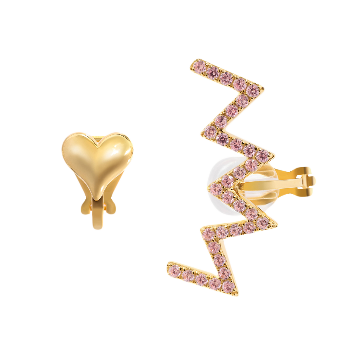 ギザギザのエッジ、ハートの温もり Jagged Heart Pierce Set Gold