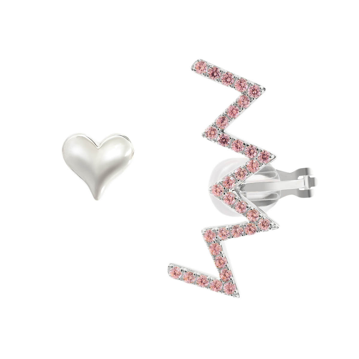 ハートの温もり Jagged Heart Pierce Set Silver