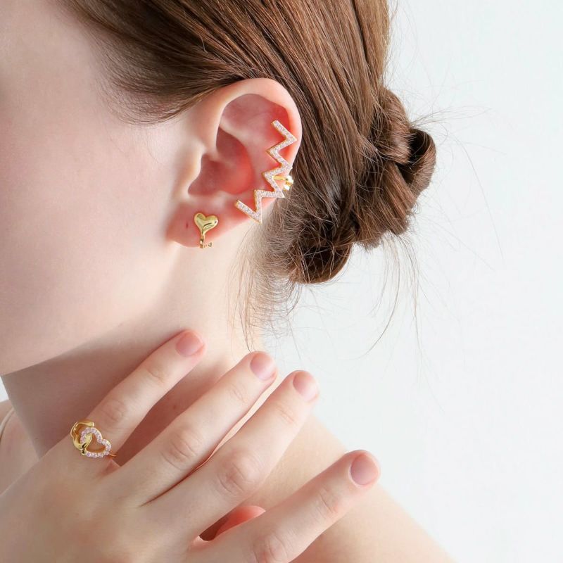 Jagged Heart Ear Clip Set Gold | TwO hundRED