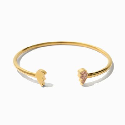 Separate Heart Bangle Gold